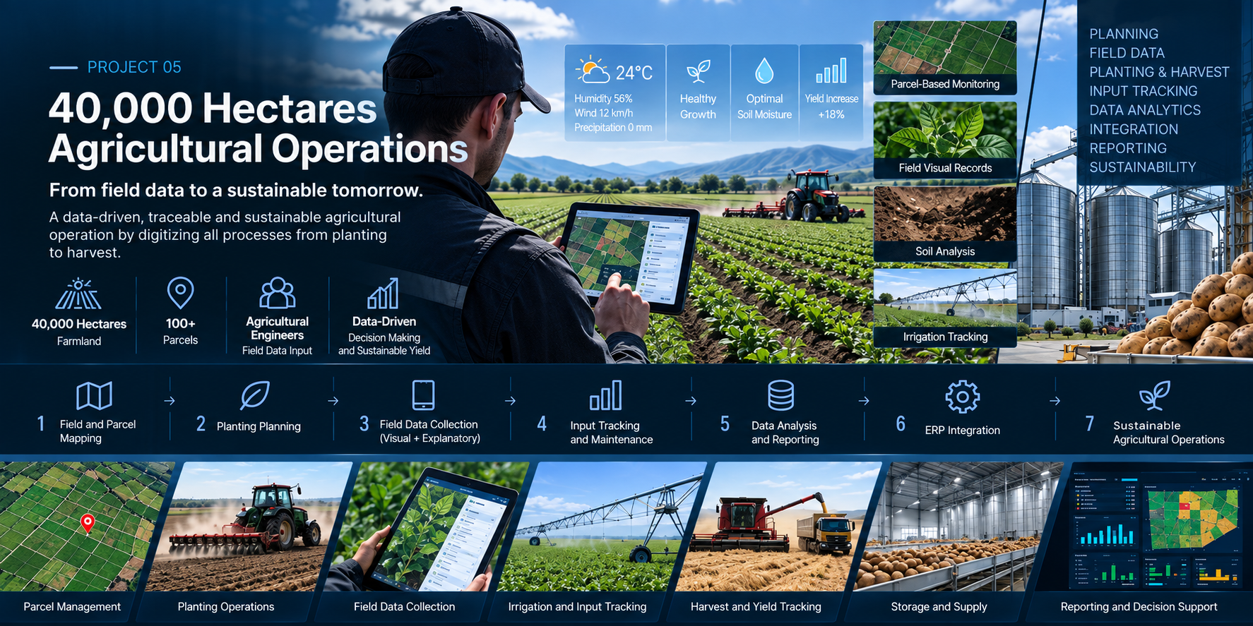 Agricultural data management and field-to-manufacturing digital operations